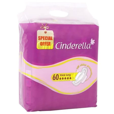 فاين | سندريلا | فوط صحية | نسائي | سميكة طويلة | بنفسجي | 60 فوطة | كرتون | 2 حبة | FCL60
