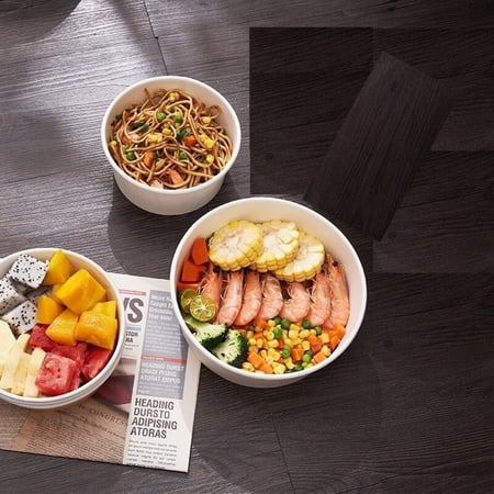 حزمة المستقبل | علب حمص ورقية دائري | مع غطاء شفاف | ابيض | 14 انز | 400 مل | كرتون | 450 حبة