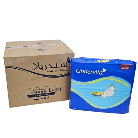 فاين | سندريلا | فوط صحية | نسائي | حجم سميكة عادي | ازرق | 40 فوطة | كرتون | 4 حبة