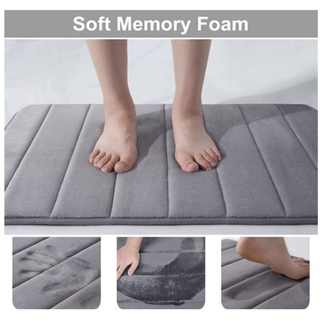 سكاي تاتش | دعاسة حمام مضادة للانزلاق من رغوة الذاكرة | ناعمة عالية الامتصاص | قطعتين | رمادي