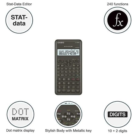 كاسيو | آلة حاسبة علمية | 12 رقم | الاصدار الثاني | FX-82MS