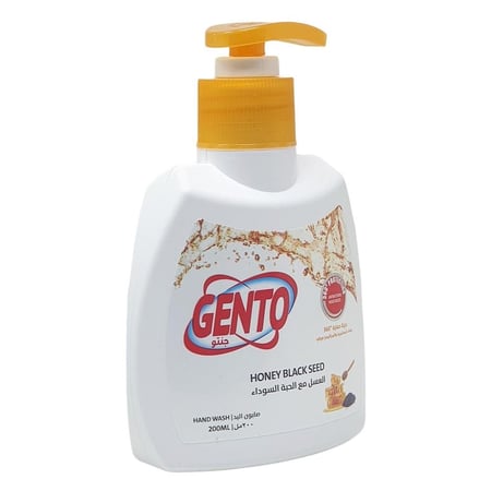 جنتو | سائل غسيل اليدين | العسل مع الحبة السوداء | 200 مل | كرتون | 12 حبة