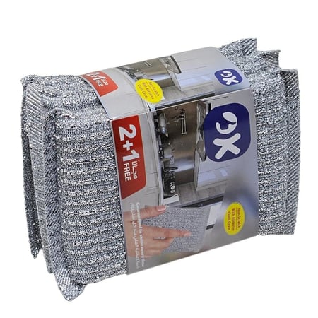 اوكي | اسفنج تنظيف | فضي | (2+1) حبة | كرتون | 24 شدة