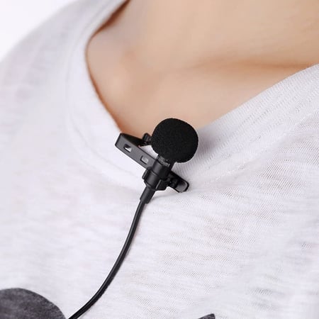 ميكروفون مع مشبك لافالير 1.5 متر Lavalier Microphone Clip-On 3.5mm 1.5M