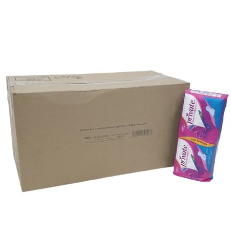 نابكو | برايفت | كرتون فوط صحية بالأجنحة نسائي رقيقة جدا حجم كبير 3 مم 16 فوطة × 12 علبة