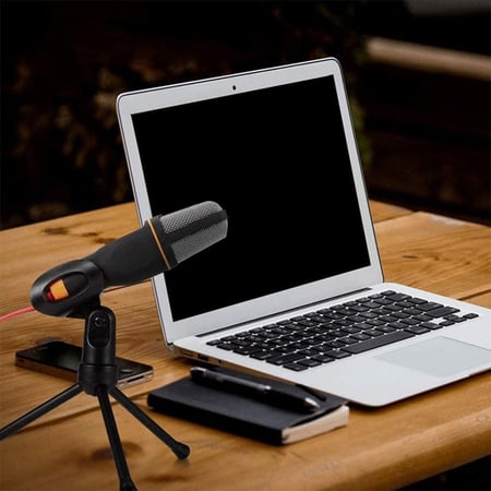 ميكرفون احترافي مع ستاند مكتبي | اسود برتقالي Microphone With Stand | Sf-666