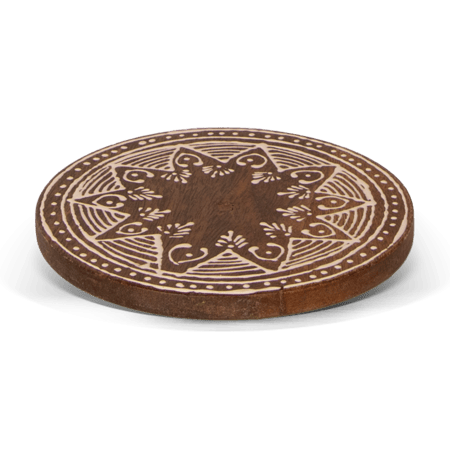 طقم مباخر خشبي صينية دائري لون  ابيض