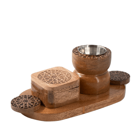 مبخرة "الأصالة" الخشبية – مسطّحة بنقوش تراثية