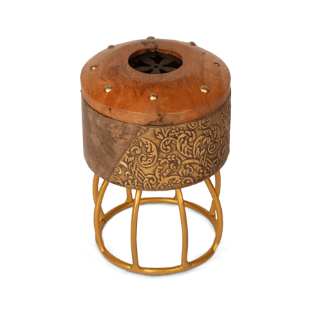 مبخرة شكل بيضوي مع اطار شبك لون بني فاتح