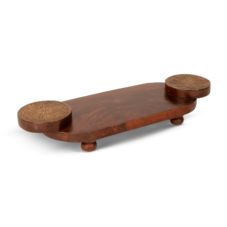 طقم مباخر مع صينة بمسكة بني غامق