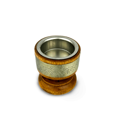 مبخرة لُجَين - خشبية بقاعدة وحزام معدني فضي