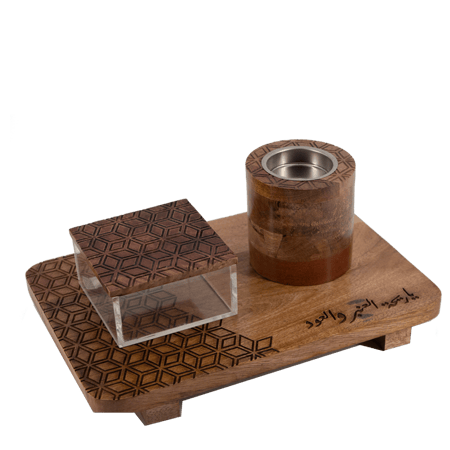 طقم مبخرة بتصميم عصري ونقش هندسي - غامق