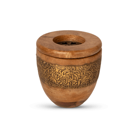 طقم مباخر مع صينة بمسكة بني فاتح