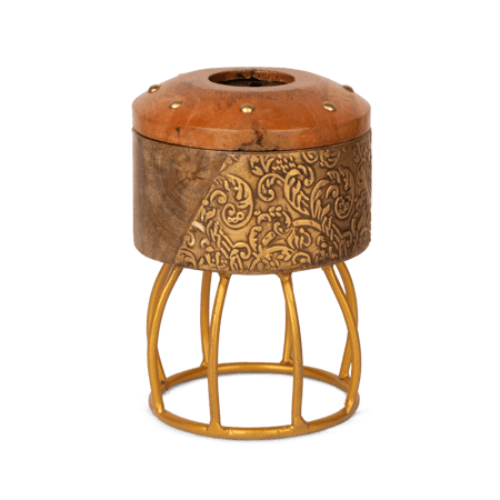 مبخرة شكل بيضوي مع اطار شبك لون بني فاتح