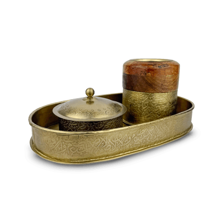 طقم مبخرة معدني بشكل بيضاوي