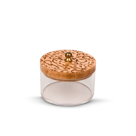 طقم مباخرة خشبي بني فاتح شكل بيضوي مع صندوق  شفاف مدور بغطاء