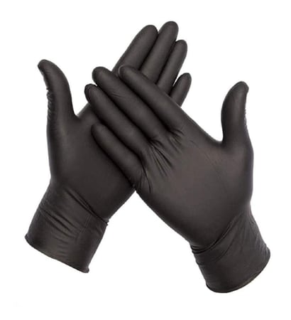 قفازات فينيل لون اسود استخدام واحد بدون بودرة مقاس وسط 70 قفاز - علبة