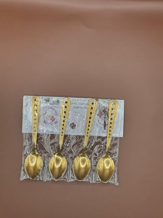 ملاعق ابو نقطة عالية الجودة فضي/ذهبي 12 قطعة