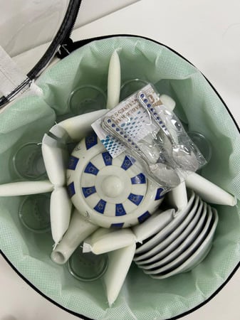 عزبة الشاي الكويتية احمر و ازرق ابو نقطة