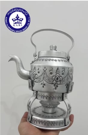 ابريق شاي  كابي مع سخان نقش ورد معتق