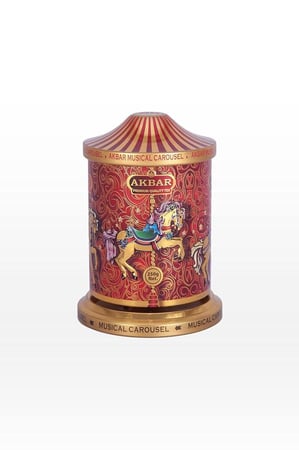 شاي AKBAR اكبر 250غرام ماركة الحصان الذهبي علبه موسيقية معدن