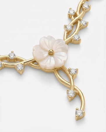 هدية الصديقة سلسال زهى الذهبي بزهرة وأغصان فاخرة بتصميم أنثوي