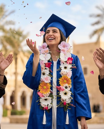 خريجة سعودية بعقد ورد ملون في حفل التخرج - Remember Me
