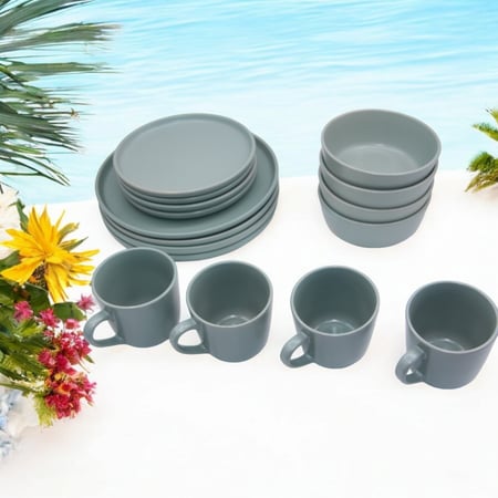 طقم سفرة سيراميك ١٦ قطعة للمائدة العصرية والأنيقة