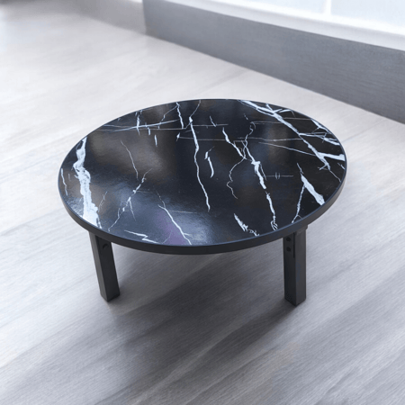 طاولة خدمة خشبية رخامي اسود قابلة للطي