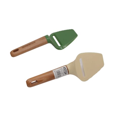 قطاعة جبن مع ملعقة بلاستيم بيد خشب 1 قطعة