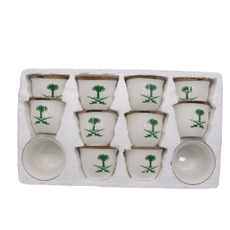 فناجيل اواني ماس سيفين ونخلة اخضر 12 فنجال