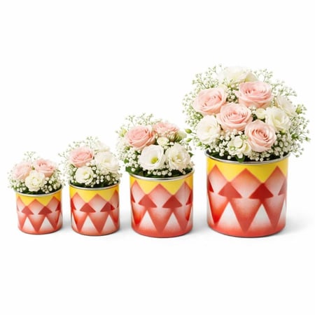 طقم 4 علب مزهرية غضار احمر