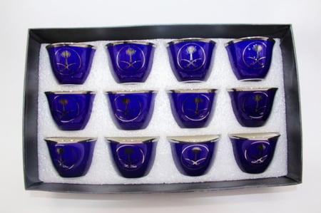 فناجيل سيفين و نخلة لون ازرق