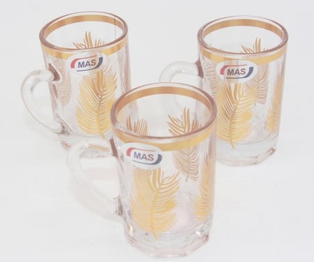 الاصلي بيالة شاي ذهبية مقاوم للكسر تراثية مميزة بنقشة جميلة