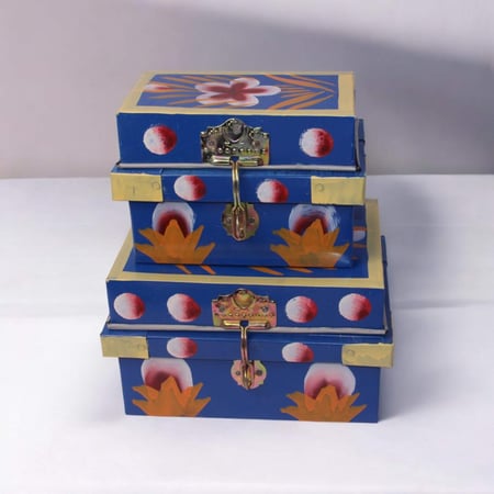 طقم صندوق حديد تراثي ازرق