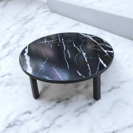 طاولة خدمة خشبية رخامي اسود قابلة للطي