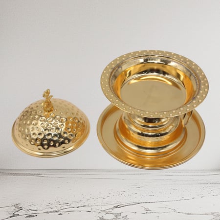 تمرية ذهبية حب الرمان تراثية بقاعدة صحن مقاس 15