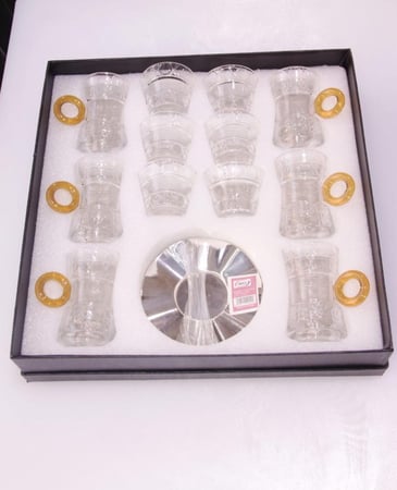 طقم بيالات فناجيل شفافه 18 قطعة