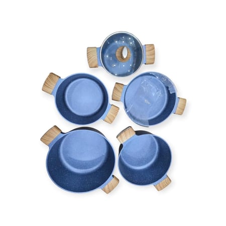 طقم قدور جرانيت 5 حبات ازرق متجر اواني منزلية