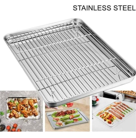 صينية فرن اسل استيل مع شبك