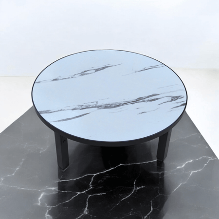 طاولة خدمة خشبية قابلة للطي رخامي ابيض