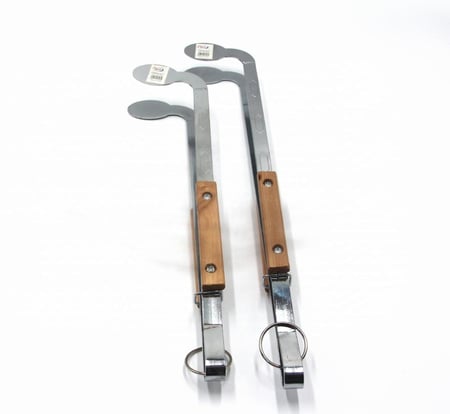 ملقاط فحم فضي ممتاز الجودة قبضية يد خشبية