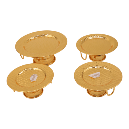 صحن حلويات ذهبي مدور بقاعدة مسطح