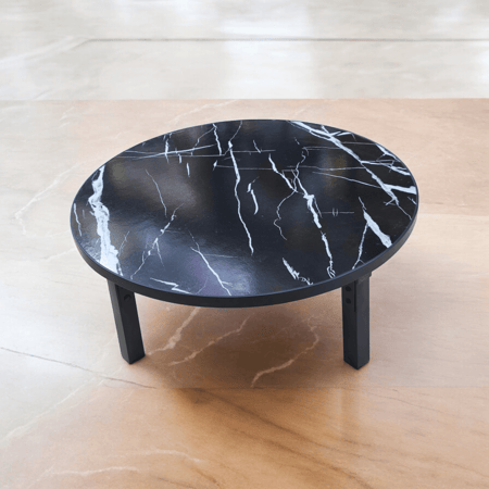 طاولة خدمة خشبية رخامي اسود قابلة للطي