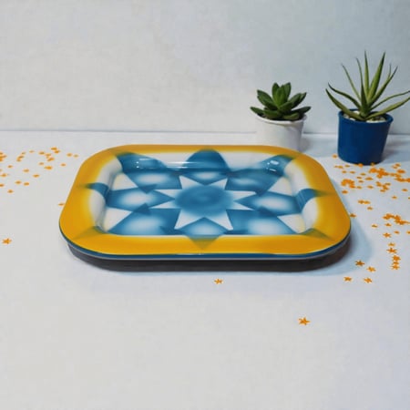 صينية غضار ازرق تراثية