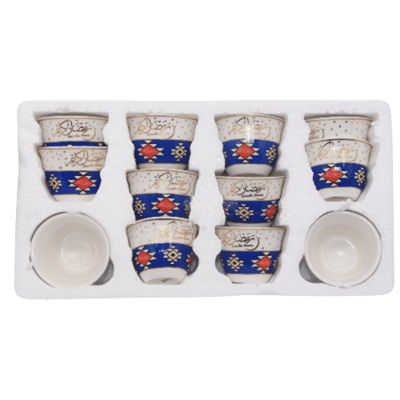 طقم فناجين قهوة تراثية مزينة بزخارف إسلامية