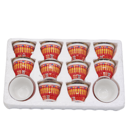 فناجيل قهوة تراثية عسيرية  حمراء