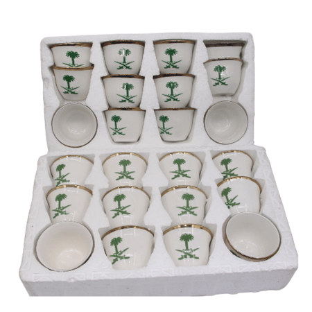 فناجيل اواني ماس سيفين ونخلة اخضر 12 فنجال