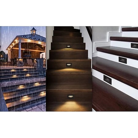 اضاءة درج ولمبة درج دفن مستطيل بإضاءة عصريه وحديثه 9*4 سم اسود مع لون الإضاءة اصفر شمسي 5 واط