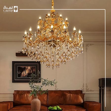 ثريا دائري دورين ذهبي مع كوفي شمعدان